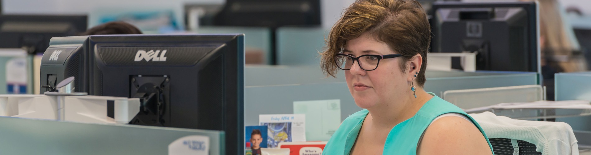 Daniels working at her desk